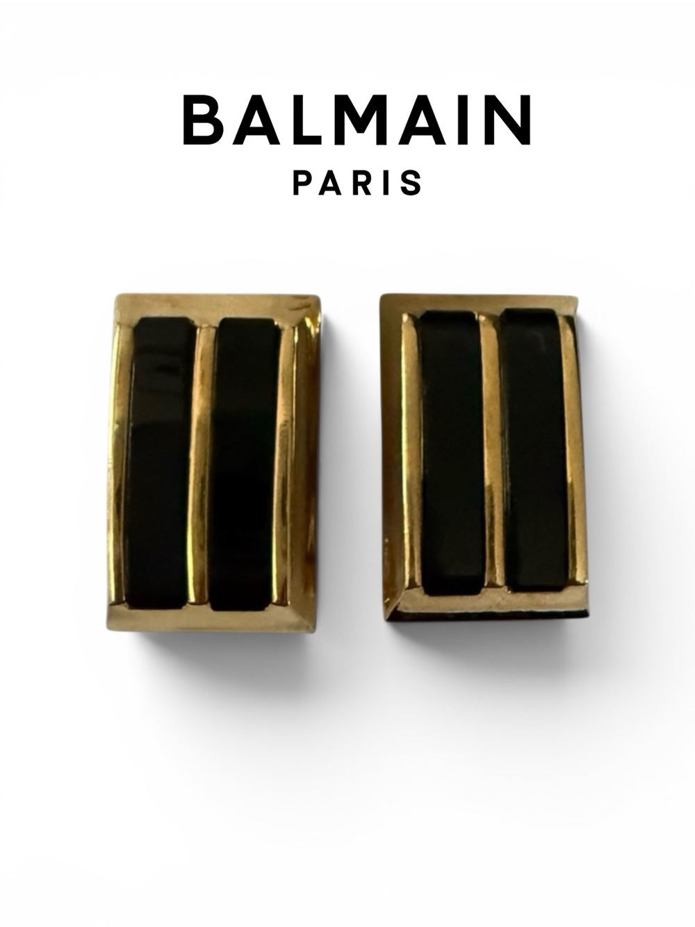 Balmain Vintage Gold and Black Clip-on Earrings - Picture 4 of 9